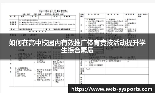 如何在高中校园内有效推广体育竞技活动提升学生综合素质